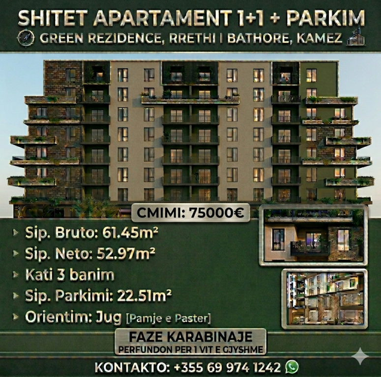 Shitet Apart. 1+1+Parkim, Green Rez. Kamez