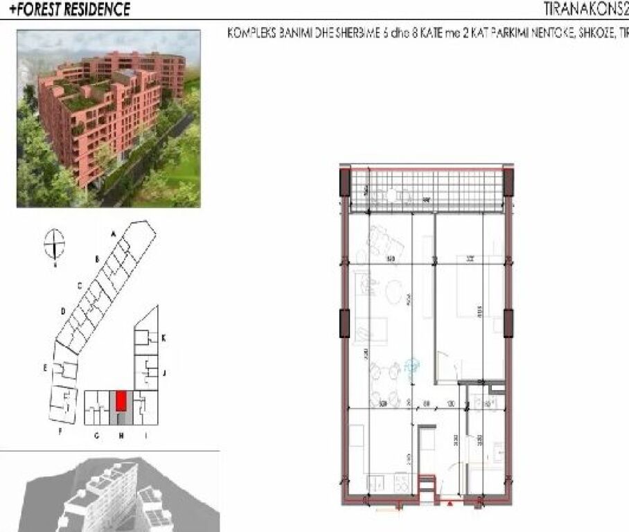 Apartment 1+1 for sale 📌Shkoze, Forest Residence- Price 10,300,000 leke (4th floor residential)
