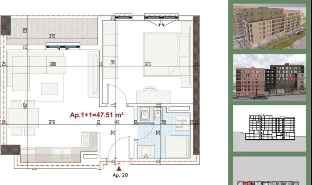 Shitje | Apartament 1 + 1 | Ringside Residences | 66000 €