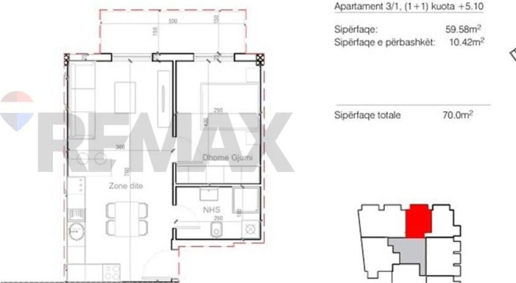 Apartment 1+1 +Parking space AT PORTA TIRANA E RE