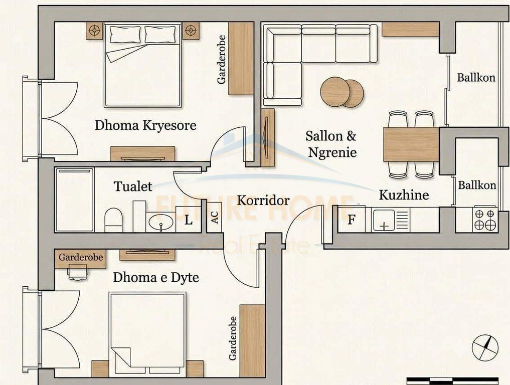 Shitet, Apartament 2+1, Brryli, Tiranë. UNA70660