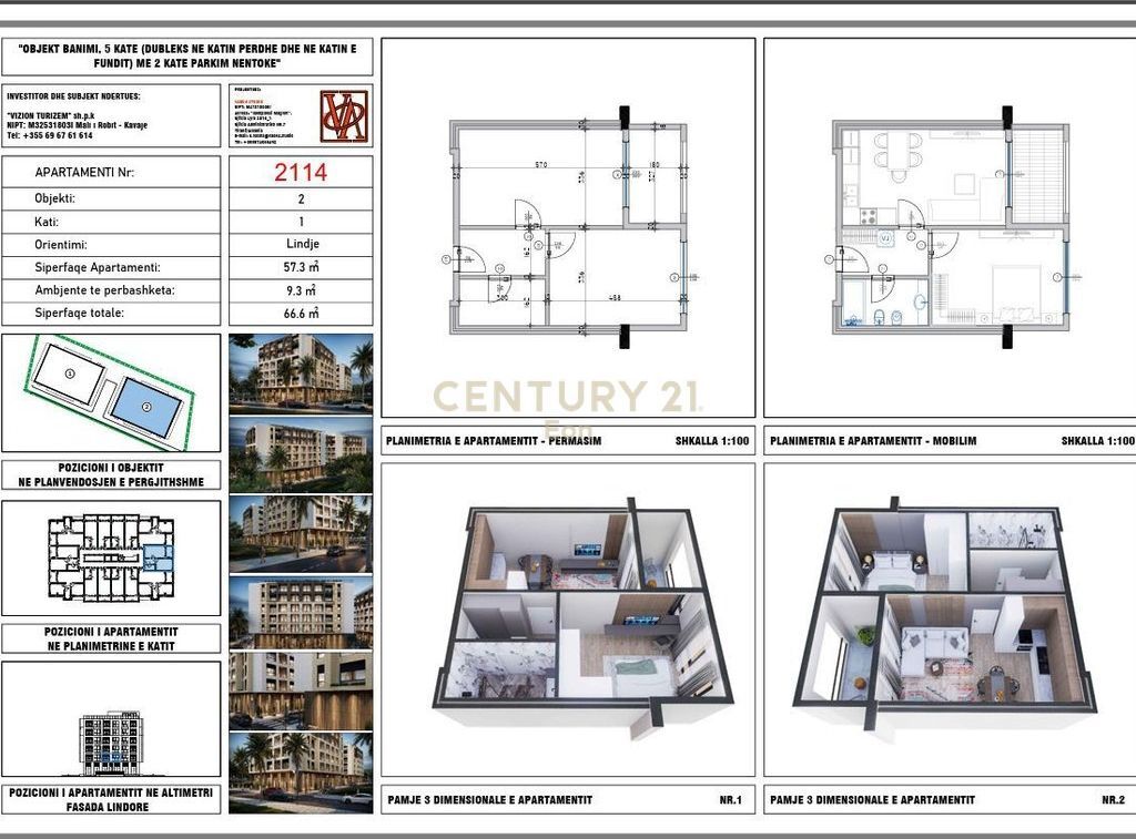 SHESIM APARTAMENT 1+1 PAGESE ME KESTE TEK VIZION 1 REZIDENCE NE GOLEM !