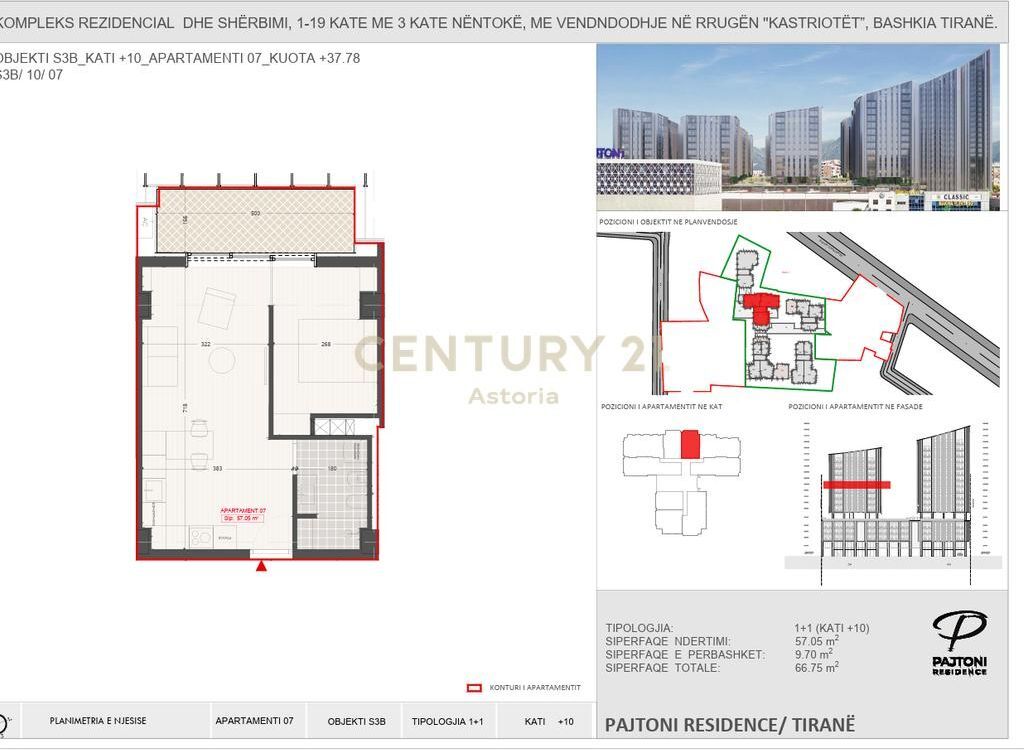 Apartament 1+1 për Shitje në Pajtoni Residence, Tirane