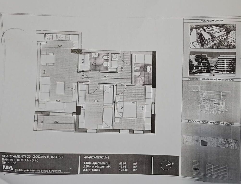 SHITET, APARTAMENT 2+1+2+POST PARKIMI, TEK UNIVERS CITY