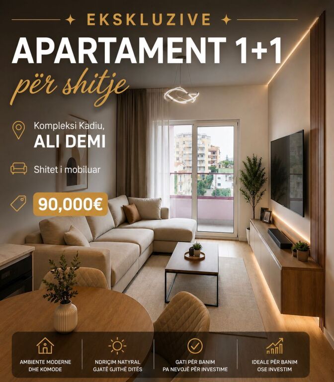 EKSKLUZIVE – SHITET APARTAMENT 1+1 NË KADIU, ALI DEM
