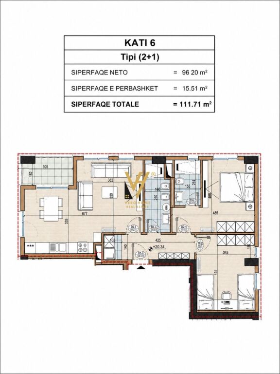 FOR SALE APARTMENT 2+1+2+BLK TE GENER, NEW BOULEVARD 223,400 EURO