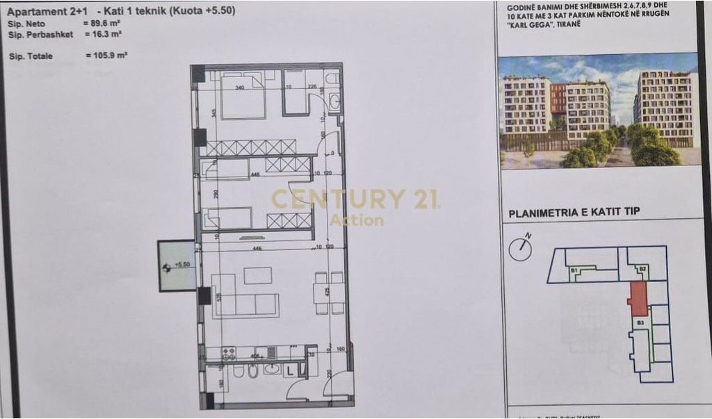 For Rent 2+1 Apartment-Karl Gega