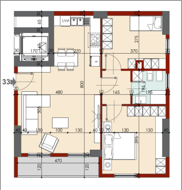 Appartamento 2+1 in vendita – Kinostudio, Tirana