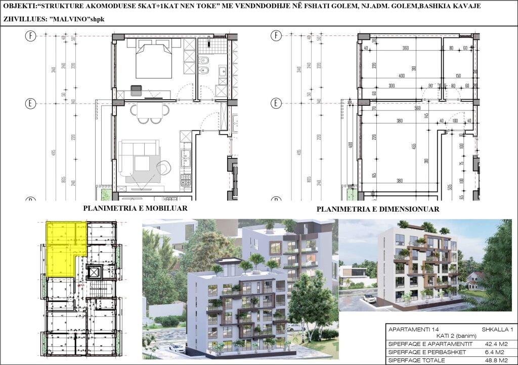 Apartment 2+1 for Sale in Mali i Robit, Golem