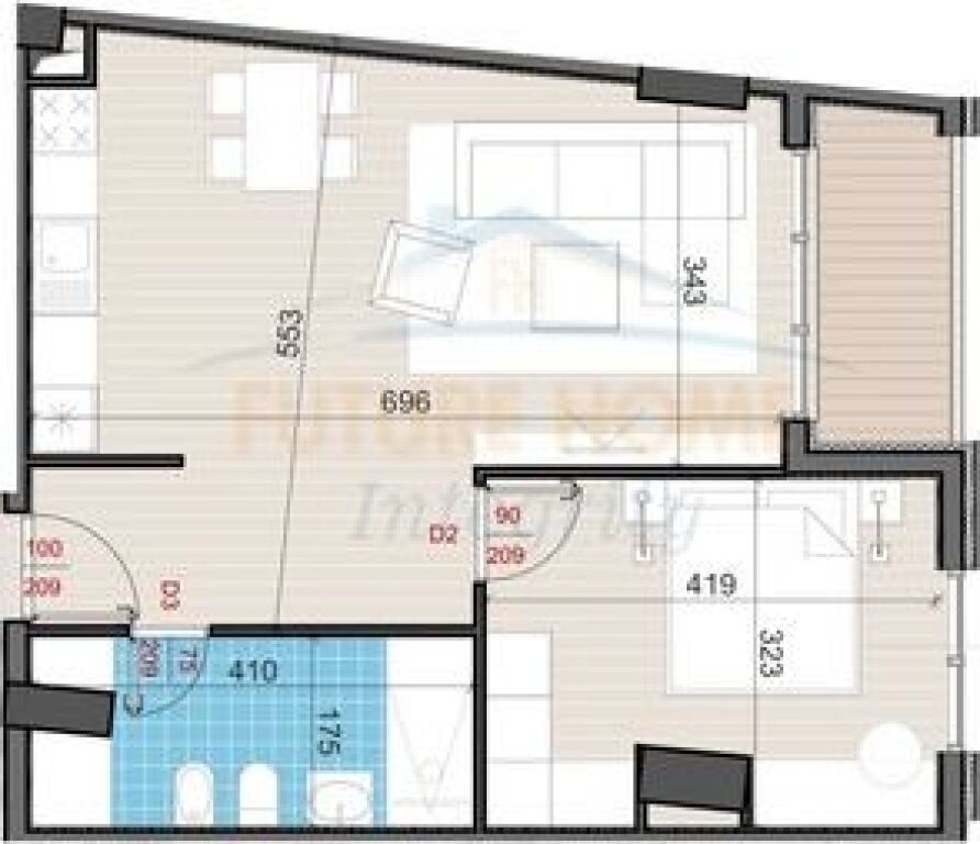 For sale, Apartment 1+1, Golden Gate Complex, Tirana.