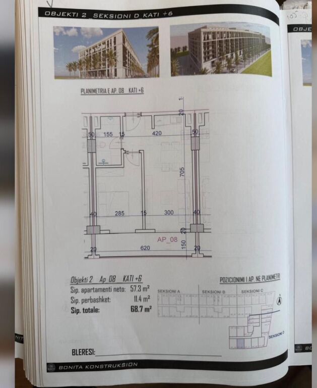 Apartment 1+1 for Sale at Bonita Construction – Shkëmbi i Kavajës, Golem