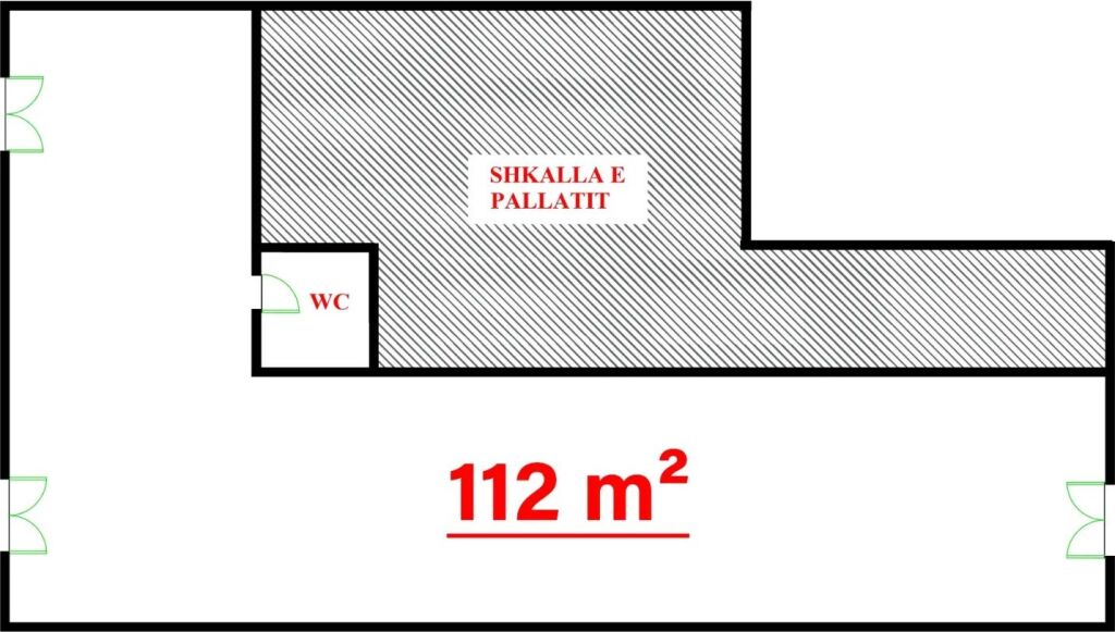 SHITET AMBIENT KOMERCIAL 112 m² NË ASTIR – PJESË E NJËSISË 545 m², ME HIPOTEKË
