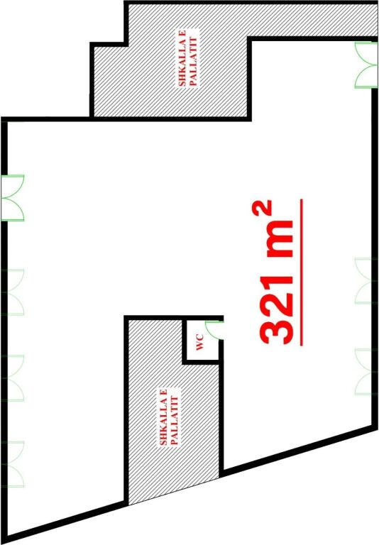 SHITET AMBIENT KOMERCIAL 321 m² NË ASTIR – 7 DYQANE TË BASHKUARA, PJESË E NJËSISË 545 m²