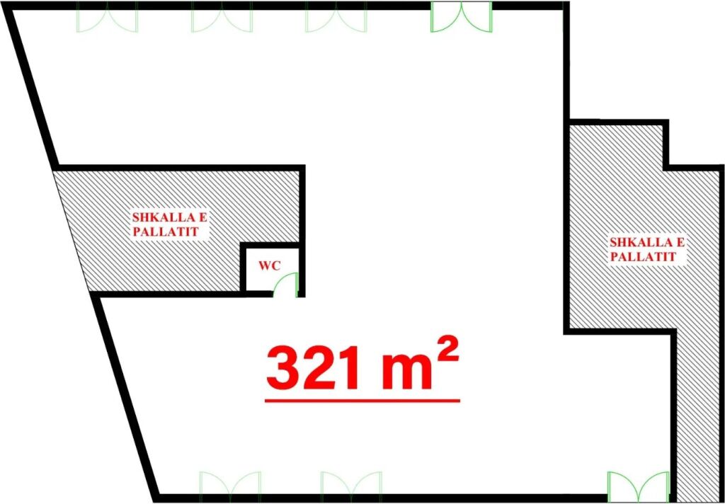 SHITET AMBIENT KOMERCIAL 321 m² NË ASTIR – 7 DYQANE TË BASHKUARA, PJESË E NJËSISË 545 m²