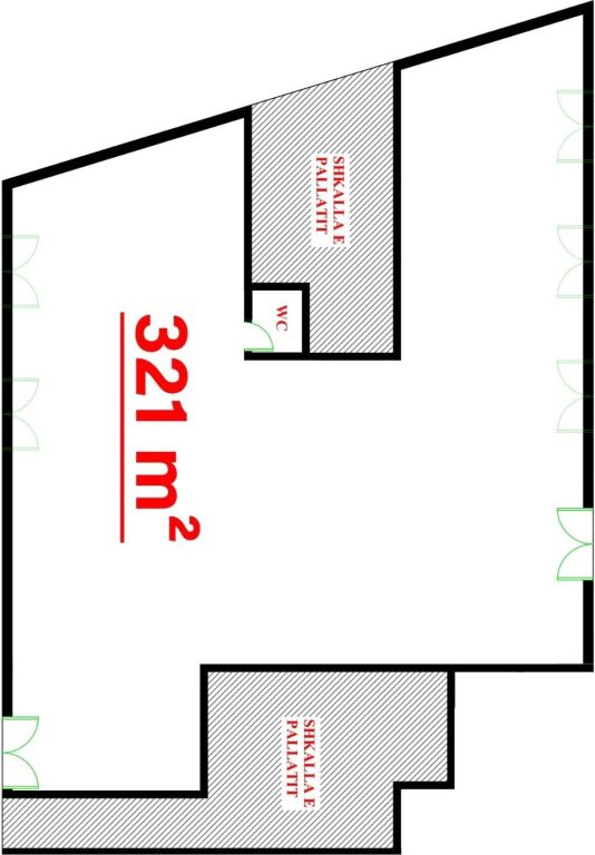 SHITET AMBIENT KOMERCIAL 321 m² NË ASTIR – 7 DYQANE TË BASHKUARA, PJESË E NJËSISË 545 m²