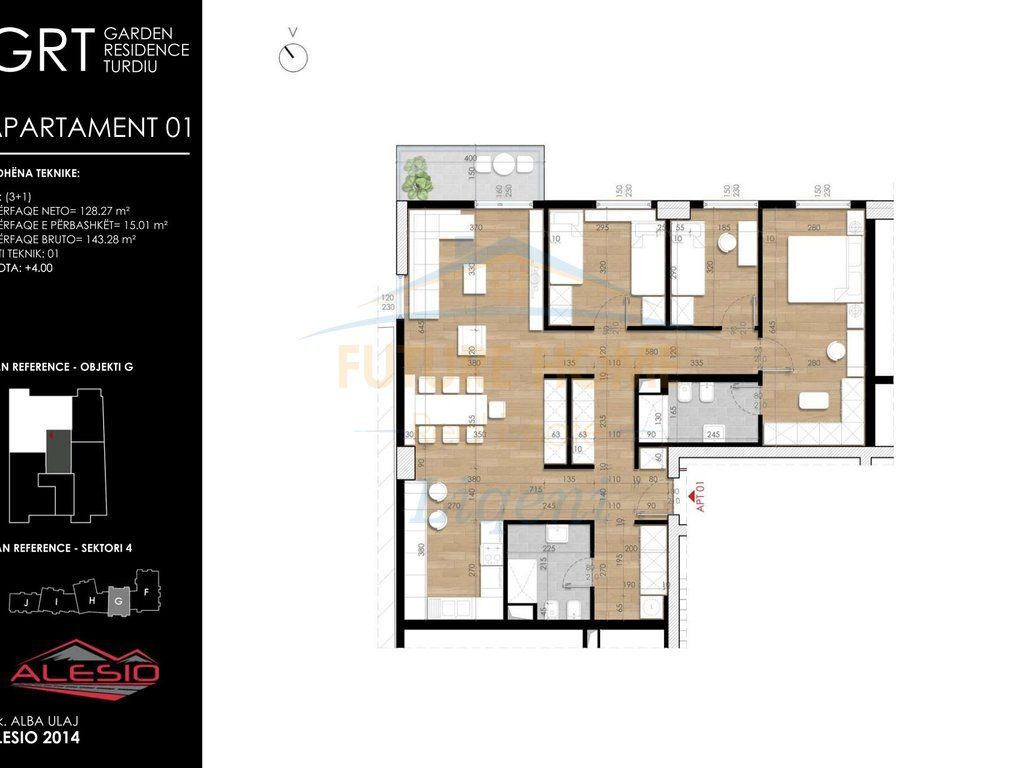 Shitet Apartament 3+1+2, Garden Residence Turdiu, Fusha e Aviacionit