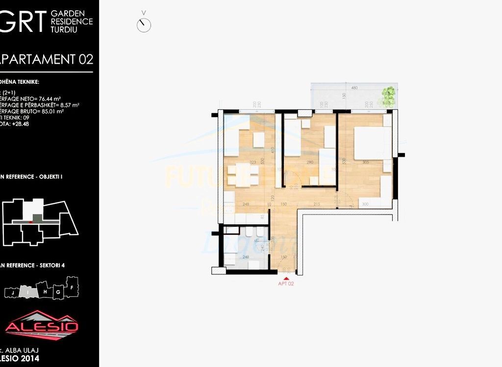 Shitet Apartament 2+1 | Garden Residence Turdiu, Fusha e Aviacionit, Tiranë