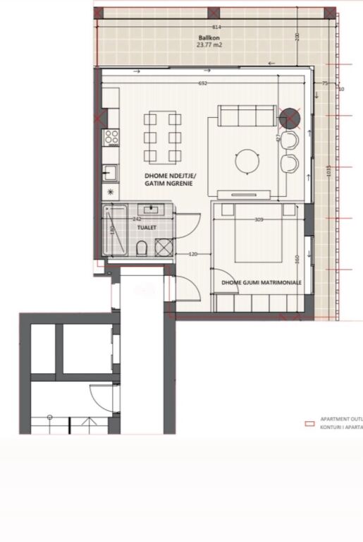 Apartment 1+1 for sale at Residenca Vlora Marina in Vlore.