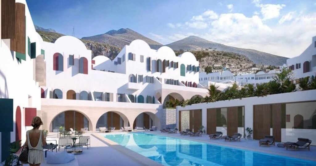 Apartment 1+1 for sale at Santorini Complex 1, Dhermi, Palase, Vlore, Himare, Sarande, Drimadhe, Drymades.
