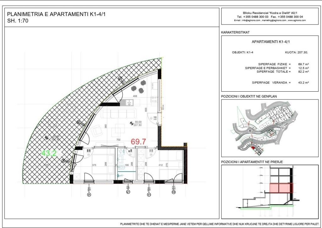 Appartamento 2+1 in vendita presso Rezidenca Kodra e Diellit 2 !
