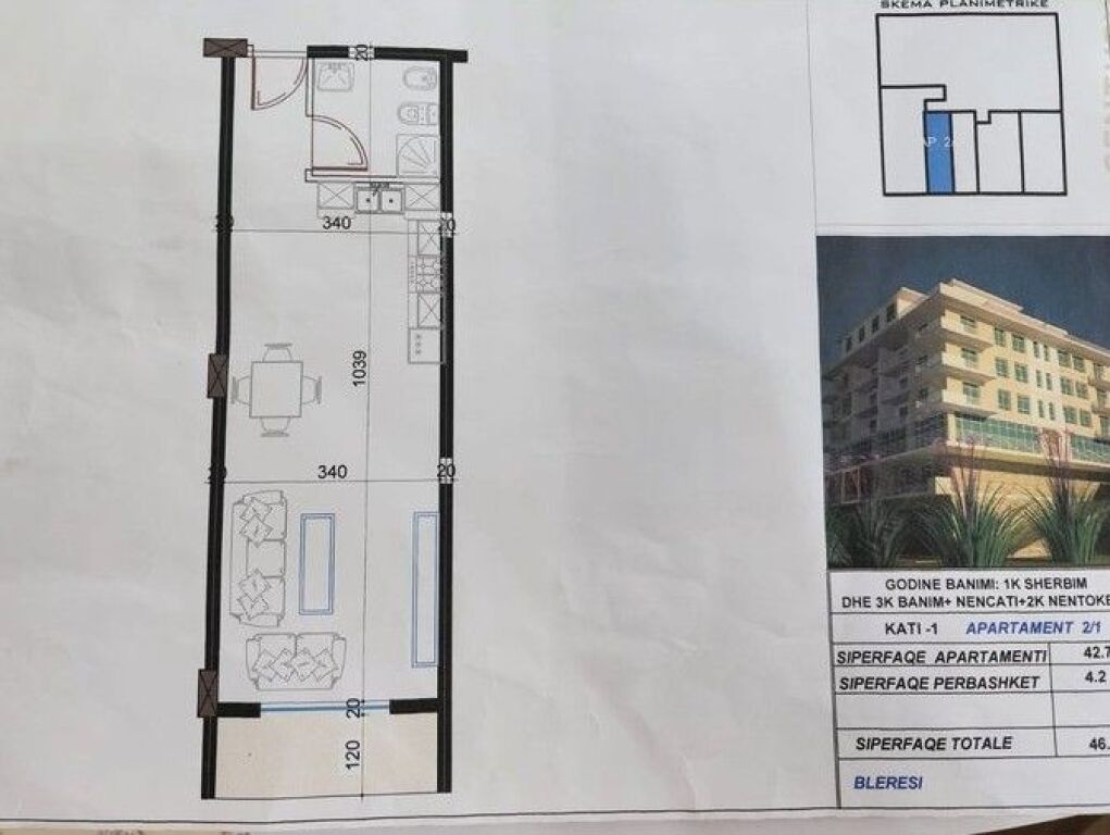 1+1 for sale in Fresk, Tirana - 60,000€