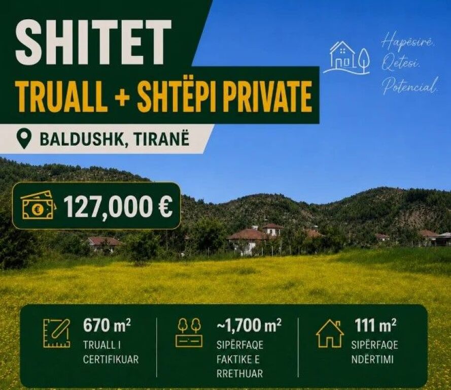 Shitet shtepi private + truall ne Baldushk .
