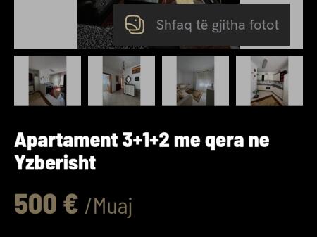 Apartment 3+1+2 for rent in Yzberisht.