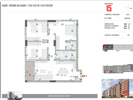 FOR SALE APARTMENT 3+1 OPPOSITE 5 - MAJI STREET & NEAR THE NEW BOULEVARD IN PASKUQAN.