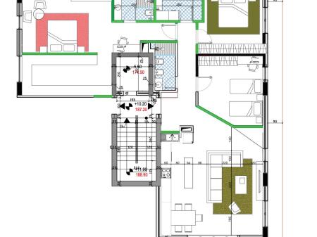 3+1 apartment with 3 parking spaces for sale at Kodra e Diellit!