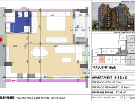 Shitet apartament 1+1 prane Maternitetit te ri