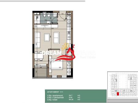 Apartament 1+1 ne shitje në zonën e Kamzës (ID 41111083)