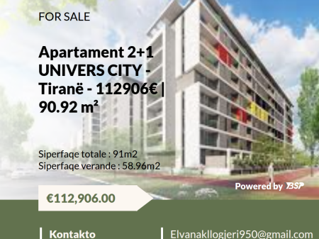 FOR SALE APARTMENT 2+1 "UNIVERS CITY"