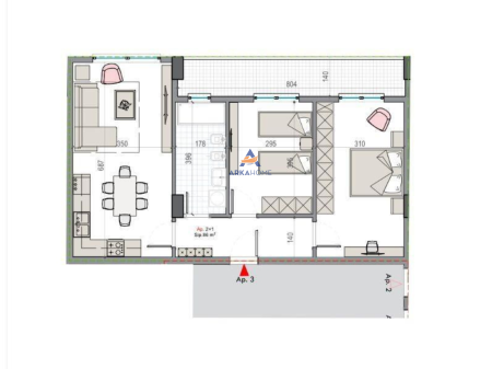 SHITET APARTAMENT 2+1+BALLKON " BULEVARDI NENE TEREZA NE KAMEZ"