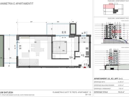 Sarande, apartment 1+1 for sale, 3rd floor