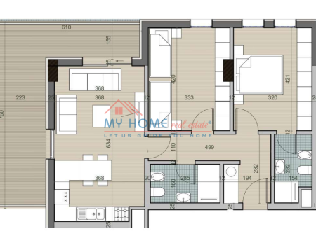 Apartment 2+1 for Sale at Univers City Tirana