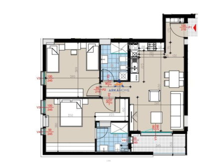 FOR SALE APARTMENT 2+1+BALCONY "RRUGA E KOSOVAREVE" 390,920 EURO