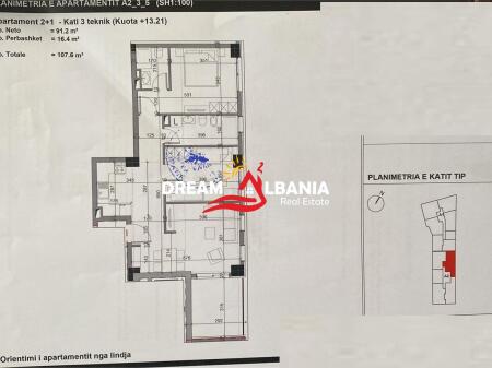 Apartament 2+1 me 2 tualete ne shitje ne Qender te Tiranes tek Stacioni i Trenit (ID 41211806)
