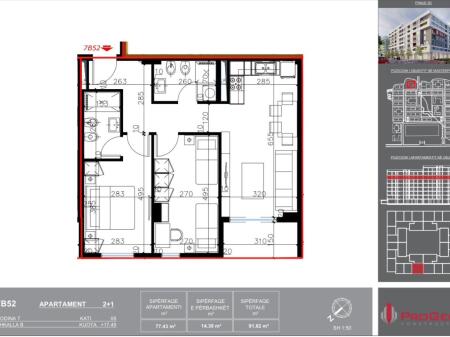 Apartment 2+1+2+35 m2 with parking for sale at Univers City, Qtu