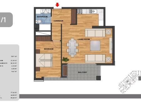 Vendesi Appartamento 1+1+Blk, Lago Secco, 179.000 Euro