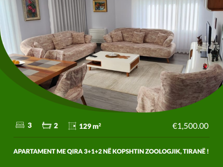 APPARTAMENTO IN AFFITTO 3+1+2 NEL GIARDINO ZOOLOGICO DI TIRANA