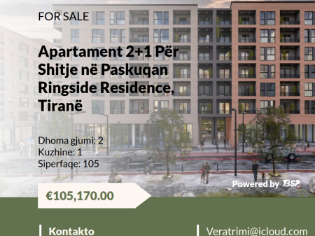 APARTAMENT PËR SHITJE NE RINGSIDE RESIDENCE