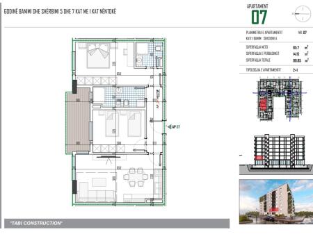 Apartment 2+1+2 Bathrooms for Sale, Paskuqan at Tabi Construction