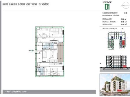 Appartamento 2+1+2 Bagni in Vendita, Pakuqan Vicino a Tabi Construction
