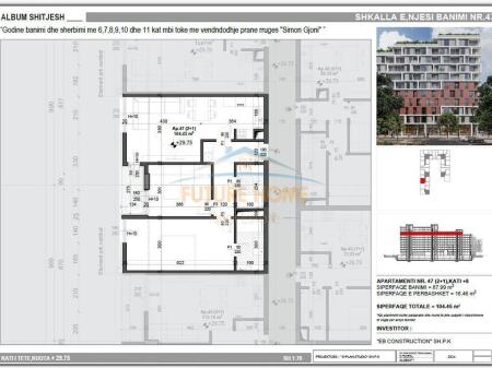For sale, Apartment 2+1+2, Mei’s Garden Residence, Former Aviation Field, Tirana.