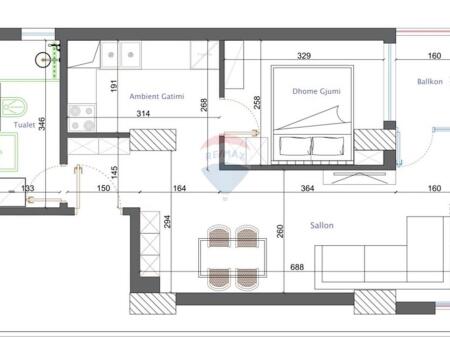 Tirane, shitet apartament 1+1+Ballkon Kati 7, 64 m² 95.000 € (Astir) ID: 530581007-69