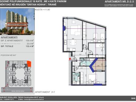Appartamento 3+1 in Vendita – Edificio Polifunzionale di 16 Piani, Via “Dritan Hoxha”, Tirana