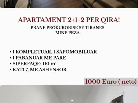 Apartament 2+1 per qira prane rr. Mine Peza