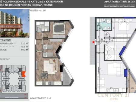 Appartamento 2+1 in vendita in "COLONNADE", Via "Dritan Hoxha" - Tirana 165.000 €