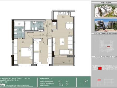 APARTAMENT 2+1 +2 + POST PARKIMI NE SHITJE - Prane QTU