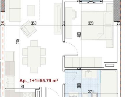 Apartment 1+1 for sale, in the Ringside complex, Paskuqan!